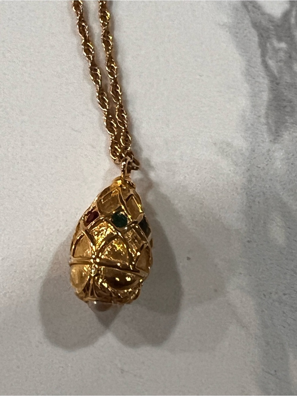 Joan Rivers Gold-Tone Teardrop Pendant Necklace with Green and Red Accents